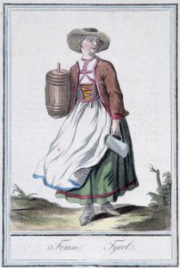 Femme of Tyrol - i "" Encyclopedia of Travels"" av Grasset St Sauveur, red. 1796 av Jacques Grasset de Saint-Sauveur
