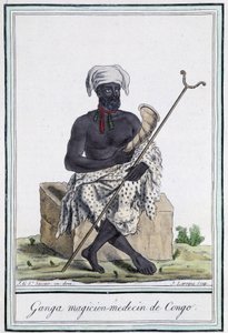 Ganga, tryllekunstner fra Kongo - i "" Encyclopedia of travels"" av Grasset Saint Sauveur, red. Paris 1796 av Jacques Grasset de Saint-Sauveur