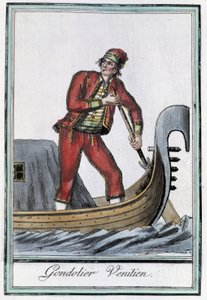 Gondolier i Venezia - i "" Encyclopedia of Travels"" av Grasset Saint Sauveur, red. Paris 1796 av Jacques Grasset de Saint-Sauveur
