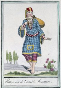 Happy Arabian Village - i "" Encyclopedia of Travels"" av Grasset St Sauveur, red. 1796 av Jacques Grasset de Saint Sauveur