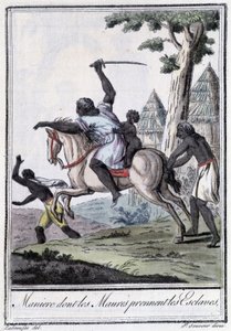 Administrer hvis Moures tar slaver - i "" Encyclopédie des voyages"" av Grasset Saint Sauveur, red. Paris 1796 av Jacques Grasset de Saint-Sauveur