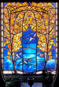 Nancy (avdeling 54), Art Nouveau, Hotel Bergeret, Glassmaleri "roser og måker" (bilde)