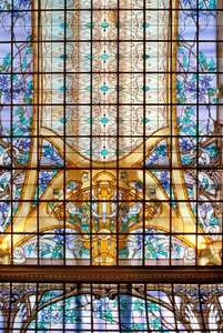 Nancy (avdeling 54), Art Nouveau, "" La verriere aux Clematites "" (1901), Glassmaleri av Jacques Grube (1870-1936), på Credit Lyonnais, rue St Georges