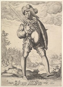 Soldat, bevæpnet med bredsverd og skjold, fra offiserer og soldater, 1587.