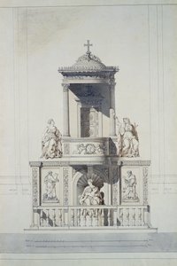 Design for en Preikestol, ca. 1825 (penn og blekk og wc på papir)