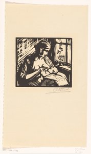 Kvinne som ammer et barn av Jacques Jeichienus Ottens (signed by artist)