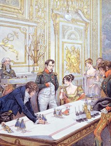 Napoleon (1769-1821) og hans kone Josephine (1763-1814) Forbereder kroningen, illustrasjon fra 