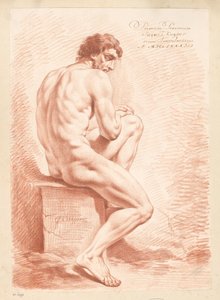 Sittende naken mann, sett bakfra (1. premie 1783)