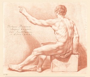 Sittende naken mann, sett bakfra (3. premie 1781)