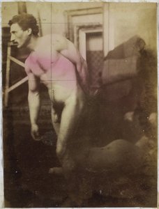 Studie av en mannlig nakenmodell, i studioet til Jacques de Lalaing