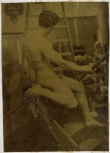 Studie av en mannlig nakenmodell, sett fra baksiden, i studioet til Jacques de Lalaing av Jacques Lalaing (attributed to)