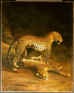 To leoparder liggende i Exeter Exchange, 1808 av Jacques Laurent Agasse