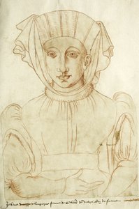 «Jehenne av Burgund, kone til Philippes de Valoys, konge av Frankrike», fol. 6 av Arras-samlingen. av Jacques Le Boucq