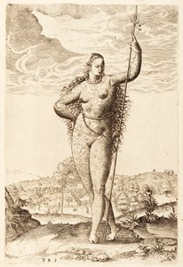 A Young Pictish Woman, c1585 (bw gravering)
