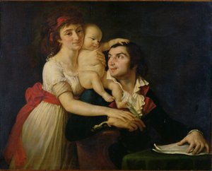 Camille Desmoulins (1760-94) hans kone Lucile (1771-94) og deres sønn Horace-Camille (1792-1825) ca. 1792 (olje på lerret) av Jacques Louis (workshop of) David