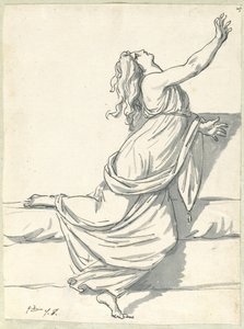 En fortvilet kvinne med hodet kastet tilbake av Jacques Louis David