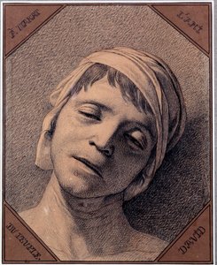 Studie etter naturen til hodet til Jean Paul Marat (1763-1793) myrdet 13.07.1793 Tegning av Jacques Louis David (1748-1825). Dim 0,27 x 0,21 m Versailles slottsmuseum av Jacques Louis David