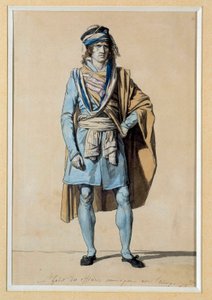 Fransk revolusjon: samfunnsdraktprosjekt 1793 “” Kommunaloffiserskjole med skjerf”” Akvarell av Jacques Louis David (1748-1825) Søn. 0,3x0,2 m. Versailles, slottene i Versailles og Trianon av Jacques Louis David