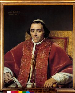 Halvkroppsportrett av pave Pius VII (Gregoire Chiaramonti), pave i 1800 (1742-1823) Maleri av Jacques Louis David (1748-1825) 1800-tallet søn. 0,91x0,85 m. - Halvkroppsportrett av pave Pius VII (Gregoire Chiaramonti), pave i 1800 (1742-1823). Maleri av Jacques Louis David