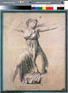 Hersilia (Hersilie)"": representasjon av en av sabinerne som griper inn mellom Romulus og Tatius, sabinernes konge. Studie til maleriet ""Les sabines"" Tegning av Jacques Louis David (1748-1825) 1795-1798 Moskva. Pushkin Museum of Fine Arts av Jacques Louis David