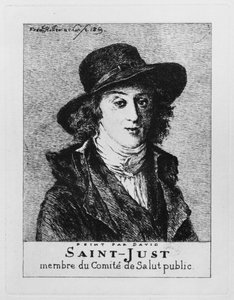 Louis Antoine Leon de Saint-Just, gravert av Frederic Desire Hillemacher (1811-86) 1869 av Jacques Louis David