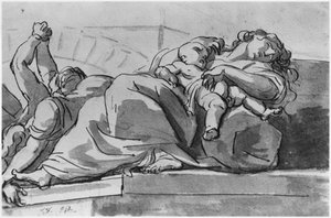 Pestepisode (penn og indisk blekkvask på papir) av Jacques Louis David