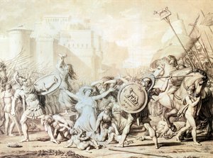 Studie for voldtekt av Sabine-kvinner (penn, blekk, akvarell og blyanttegning) av Jacques Louis David