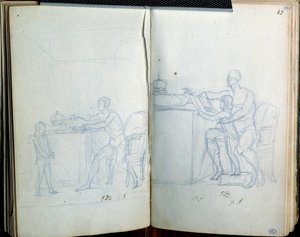 Studie for portrett av Ludvig XVI og delfinen. Tegning av Jacques Louis David (1748-1825) av Jacques Louis David
