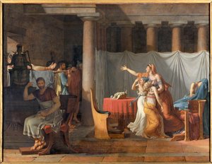 Lictors rapporterer til Lucius Junius Brutus (6. århundre f.Kr.) likene til sønnene hans Lictors som bærer likene til hans sønner til Brutus av Jacques Louis David