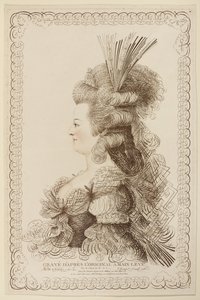 Kalligrafisk portrett av Marie Antoinette, 1787 (etsing og gravering) av Jacques Louis Petit