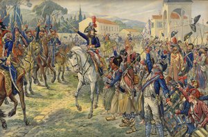 Napoleon Bonaparte ved sin ankomst til den okkuperte byen Nice av Jacques Marie Gaston Onfray de Breville (Job)