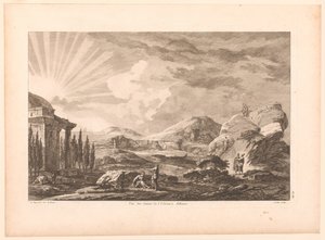 Utsikt over en ruin i Athen, muligens Dionysos-teatret Vue des ruines de l'Odeum à Athenes. (tittel på vare)