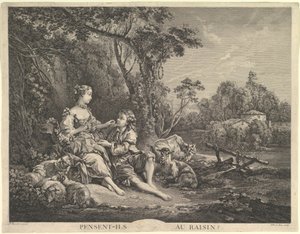 Pensant-ils au Raisin Tenker de på druen, 1700-tallet. av Jacques Philippe Le Bas