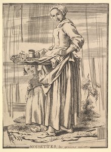 Omvendt kopi av Noisettes Nøtteknekkere, fra Les Cris de Paris The Cries of Paris, 1700-tallet. av Jacques Philippe Le Bas