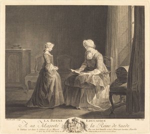 La Bonne utdanning (The Good Education) av Jacques Philippe Le Bas after Jean Siméon Chardin