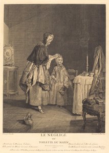 Den neglige, eller morgentoalettet av Jacques Philippe Le Bas after Jean Siméon Chardin
