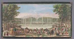 Utsikt over Bassin de Neptun i Versailles hage Vue du Bassin de Neptune dans le Jardin de Versailles (tittel på objekt) av Jacques Rigaud (possibly)