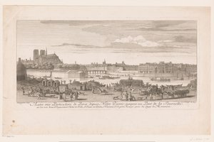 Se på Paris fra Notre Dame til Pont de la Tournelle Utsikt over Paris fra Notre-Dame til Pont de la Tournelle (...) tatt fra Quai de Miramion (tittel på objekt) av Jacques Rigaud