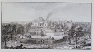 Lord Burlington's Chiswick Villa, fra sør-øst (penn og blekk med vask på papir)
