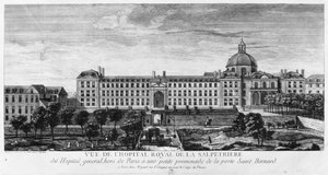 Utsikt over Hopital Royal de La Salpetriere, kjent som Hopital General, Paris