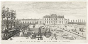 Utsikt over slottet Meudon og en del av parterret av Jacques Rigaud