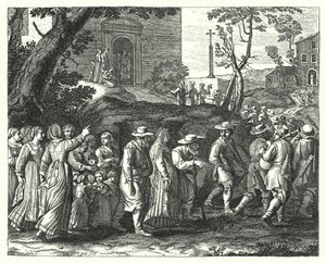 The Village Wedding (gravering) av Jacques Stella