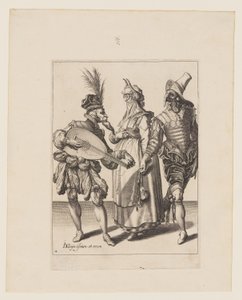 Et par tiltalt av en luttspiller, fra Maskeradene av Jacques de Gheyn II