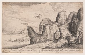 Landskap med Ikaros#39; fall, fra Landskap av Jacques de Gheyn II