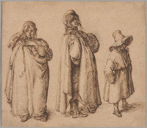 To studier av en romkvinne og en romgutt med stor hatt av Jacques de Gheyn II