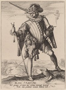 Soldat med Arquebus av Jacques de Gheyn II after Hendrik Goltzius