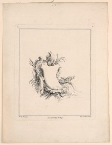 Escutcheon, fra "Recueil Nouveau de Differens Cartouche" av Jacques de Lajoüe