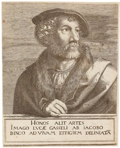 Portrett av kunstneren Lucas Gassel. av Jakob Binck