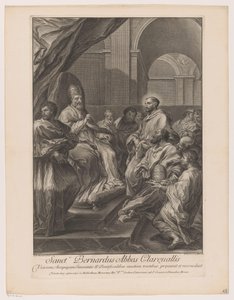 Heilige Bernardus van Clairvaux for paus Innocent II Saint Bernardus Abbed of Clareualis (tittel på objekt) av Jakob Frey (I)