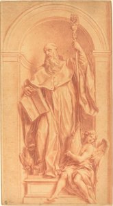 En skulptur av Saint Benedict i en nisje
